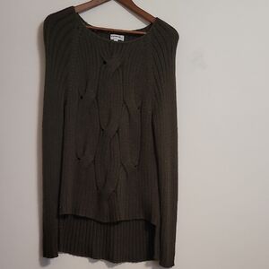 Cable Knit Women's Sweater - Olive Green